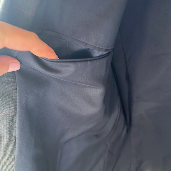 Givenchy Men Wool Blend Double Breasted Blazer Charcoal/ Red Window Pane Sz.44 - Picture 7 of 10